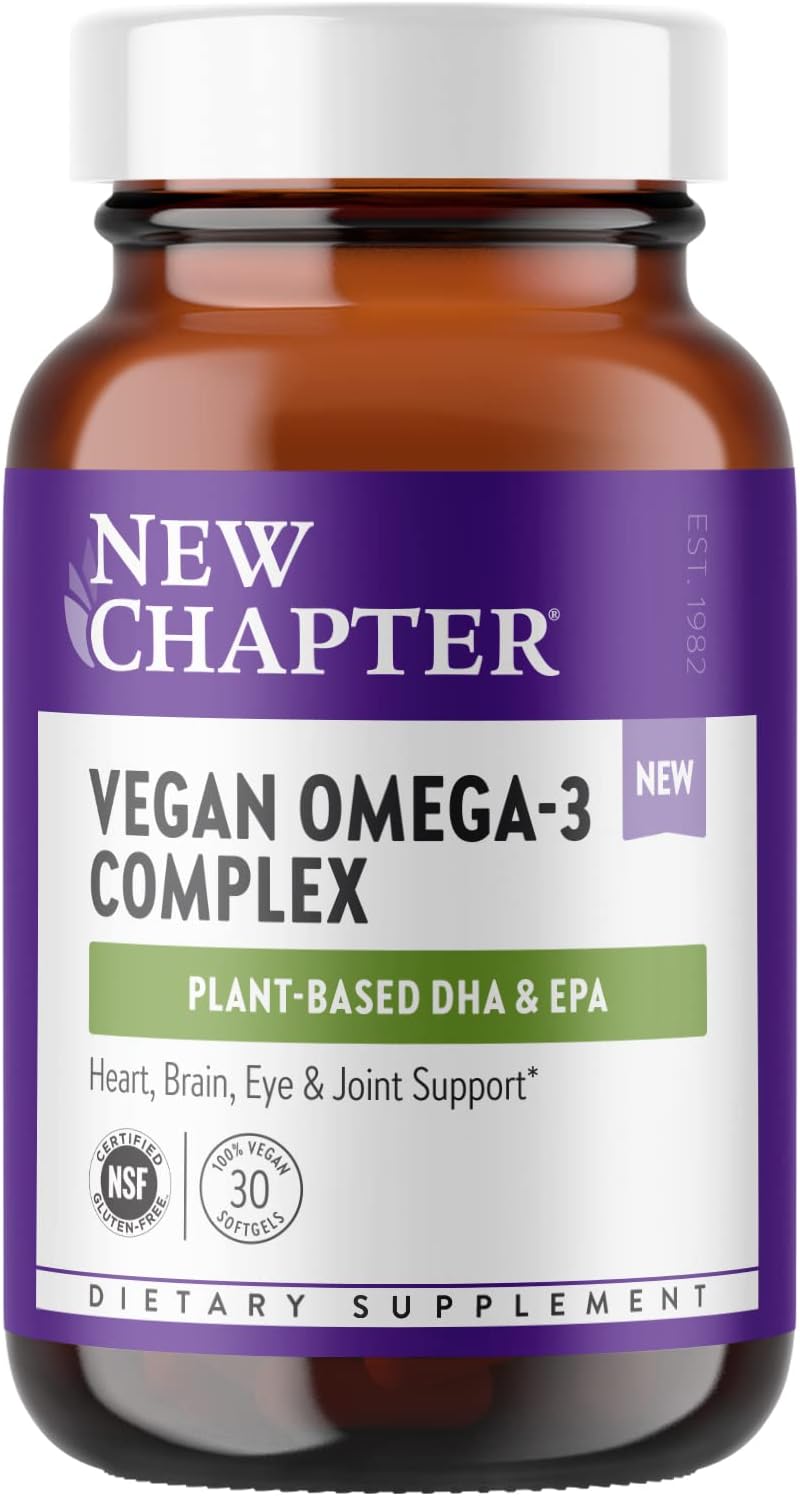 New Chapter Vegan DHA, EPA, and DPA Supplement- Vegan Omega-3 Complex- 30 Vegan Softgels