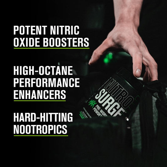 Jacked Factory Nitrosurge Max High Performance Pre Workout Powder - Pre Workout W/Nootropic Ingredients For Intense Focus, Pumps, Smooth Energy, Endurance - 40 Servings, Electric Blue Raspberry