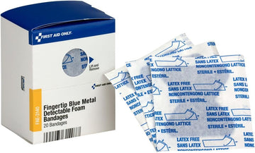 First Aid Only Fae-3140 Smartcompliance Refill Blue Metal Detectable Fingertip Foam Bandages, 20 Count