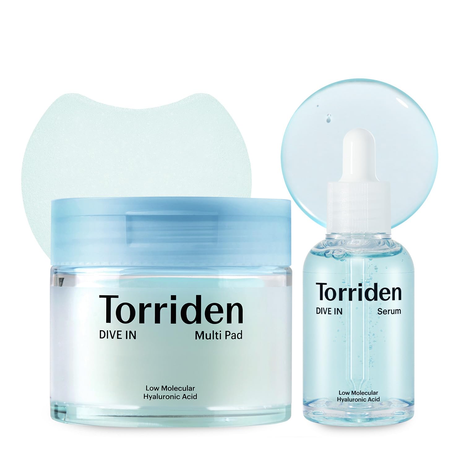 Torriden Dive In Serum 1.69 Fl.Oz. + Dive In Toner Pad (80 Pads) | Instant Soothing And Hydrating | Korean Skin Care