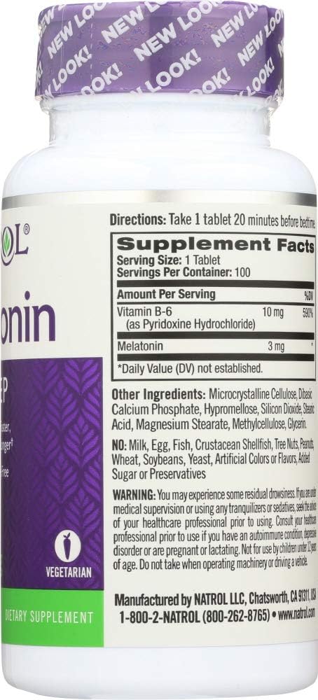 Natrol Melatonin 3 Mg Sleep Time Release Dietary Supplement Tablets 100 Ea (Pack Of 4)