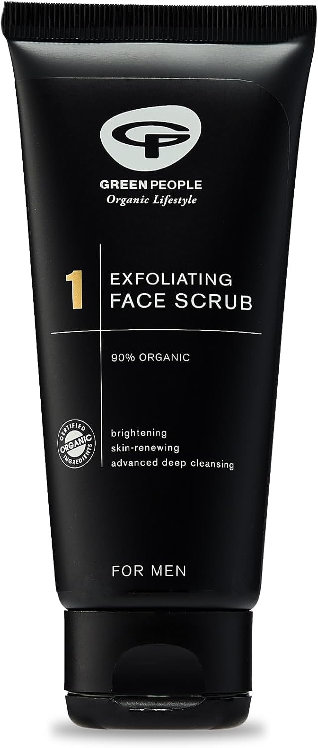 Green People For Men No. 1 Exfoliating Face Scrub - Natural & Organic Brightening Scrub - Paraben & Ethanol Free - Vegan, 100Ml