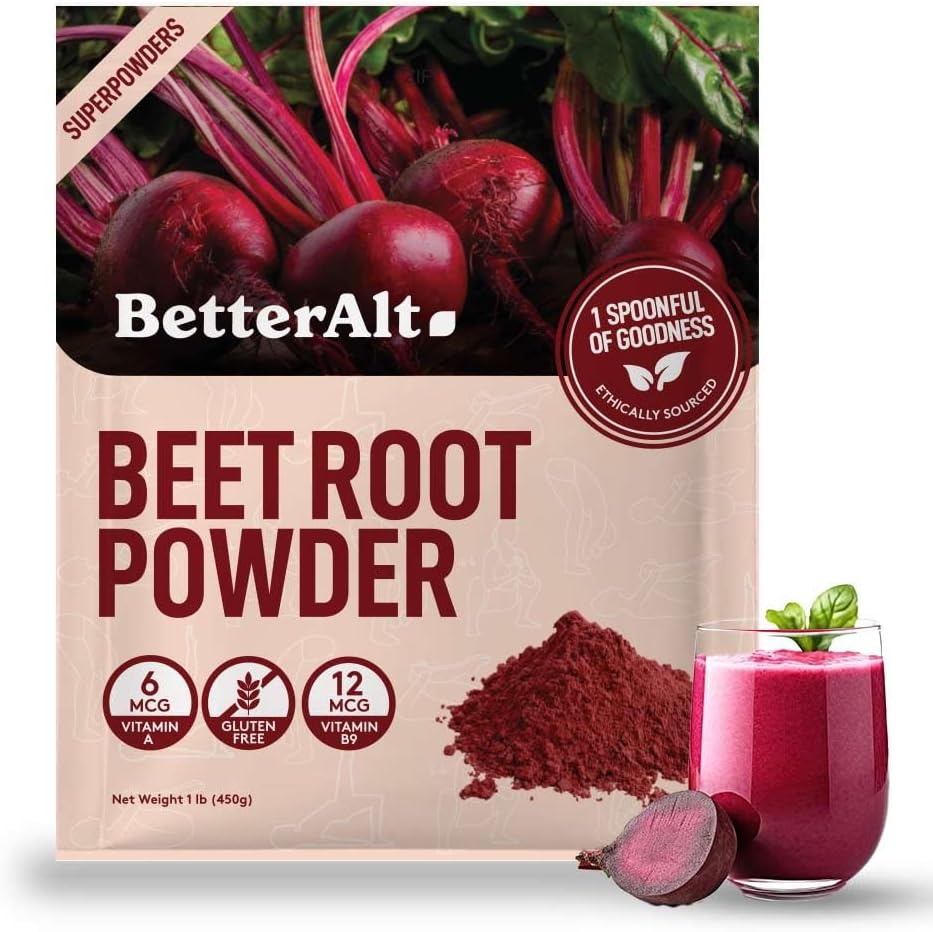 Beet Root Powder - 16oz, 100% Natural Nitric Oxide Booster, Beet Juice Powder, Superfood for Healthy Heart, Beets Powder Supplement, Beetroot Powder, 112 Servings,1lb