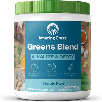 Amazing Grass Greens Superfood Alkalize & Detox: Greens Powder With Beet Root Powder, Digestive Enzymes, Prebiotics & Probiotics, 30 Servings (Packaging May Vary)