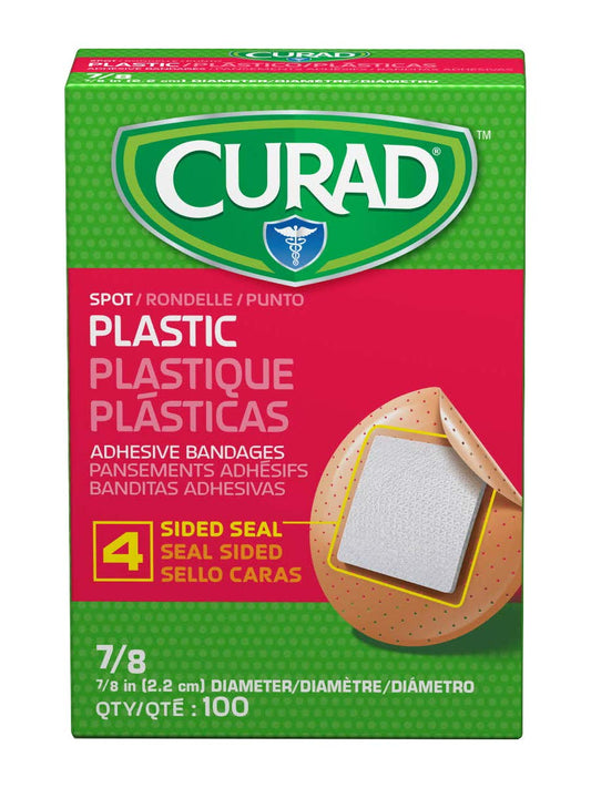 Curad Plastic Adhesive Spot Bandages, 0.875-Inch Diameter, Case Of 1200