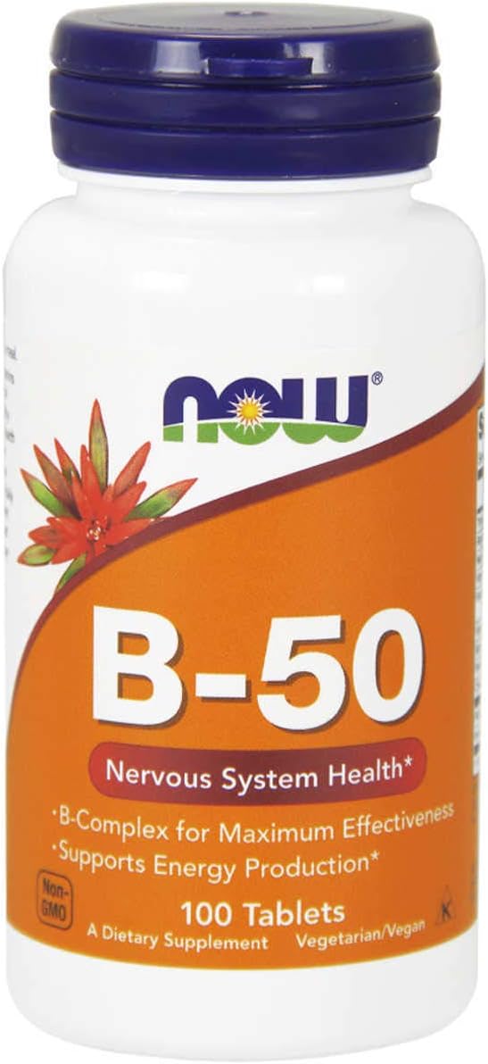 NOW Supplements, Vitamin B-50 mg, Energy Production*, Nervous System Health*, 100 Tablets : Health & Household