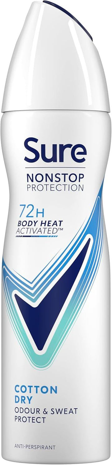 Sure Nonstop Protection Invisible Pure Anti-Perspirant Aerosol Women'S Deodorant Spray With Body Heat Activated Technology And White Mark Protection For 72 Hour Odour And Sweat Protection 150 Ml