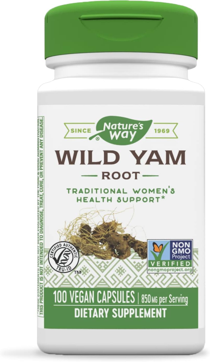 Nature'S Way Wild Yam Root, Traditional Women'S Health And Gastrointestinal Support*, 850 Mg Per Serving, 100 Vegan Capsules