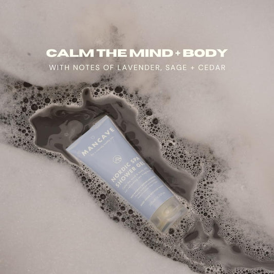 Mancave Nordic Spa Shower Gel For Men, Vegan Mens Shower Gel With Natural Ingredients, Calming Lavender, Earthy Sage & Warm Cedar, Cruelty-Free Body Wash, Eco-Conscious & Recycled Packaging, 200 Ml