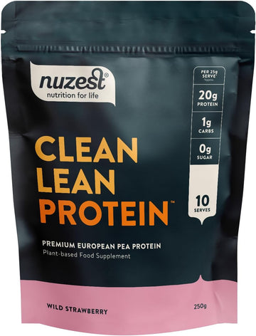 Vegan Protein Powders By Nuzest - Clean Lean Protein - Wild Strawberry - Plant Based Pea Protein Shake - Low Calorie & Low Carb - Gluten Free - Dairy Free - 25G X 10 (10 Servings)