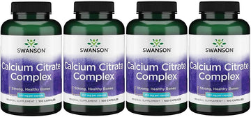 Swanson Calcium Citrate Complex Bone Muscle Nerve Health Blood Pressure Support Mineral Supplement 250 Mg Calcium (From Citrate & Carbonate) 100 Capsules 4 Pack