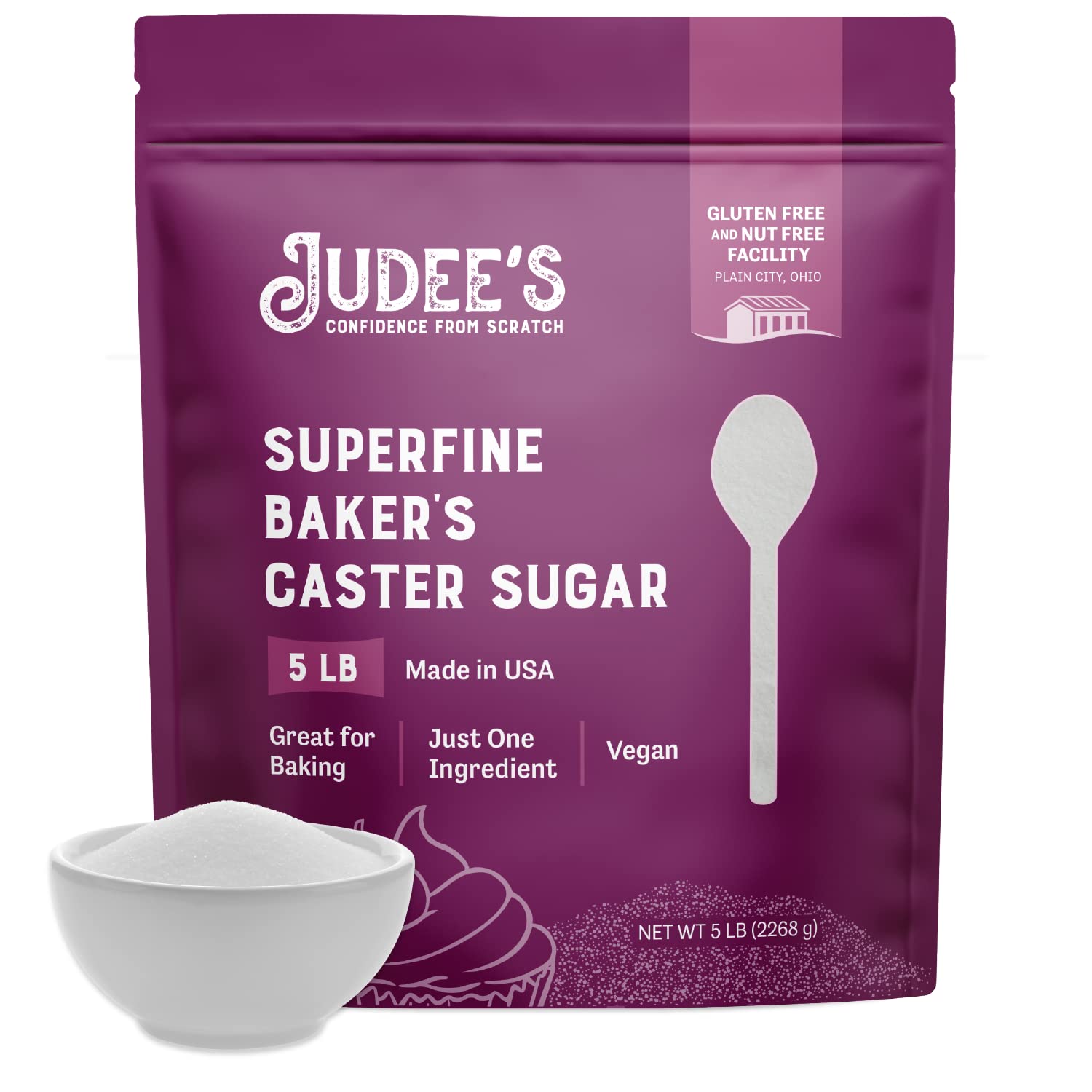 Judee's Superfine Caster Sugar - 5 lbs - Delicious and 100% Gluten-Free - Bakers Sugar for Homemade Treats, Baked Goods, and Toppings - Airy and Smoot