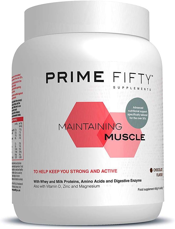 Prime Fifty Maintaining Muscle - Over 50s Whey Protein Powder with Added Nutrients for Age-Related Muscle Loss - Strawberry - 490g : Amazon.co.uk: Health & Personal Care