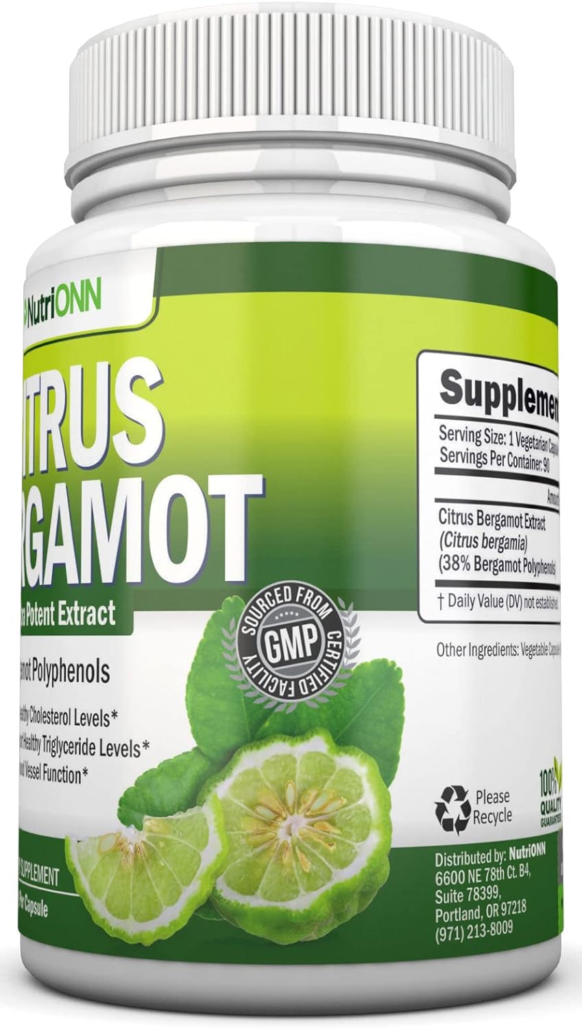 Citrus Bergamot - 500 Mg - 90 Vegetarian Capsules - 38% Polyphenols - Natural Premium Quality Citrus Bergamot Extract - Promotes Healthy Triglyceride Levels : Health & Household