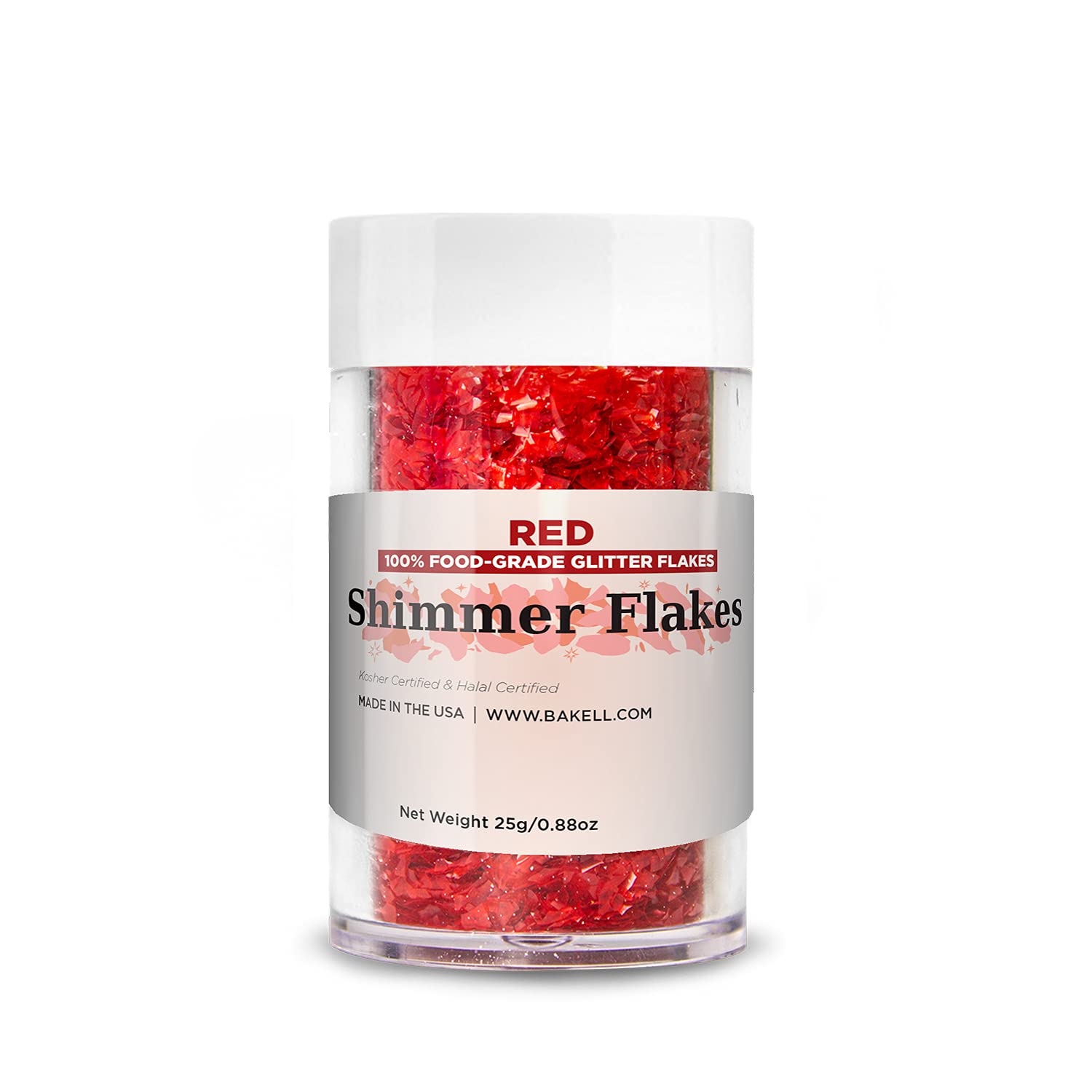 Bakell'S Red Shimmer Flakes (25G, 1X Container) | Vibrant Edible Glitter Flakes For Passionate Culinary Creations!