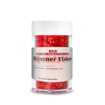 Bakell'S Red Shimmer Flakes (25G, 1X Container) | Vibrant Edible Glitter Flakes For Passionate Culinary Creations!