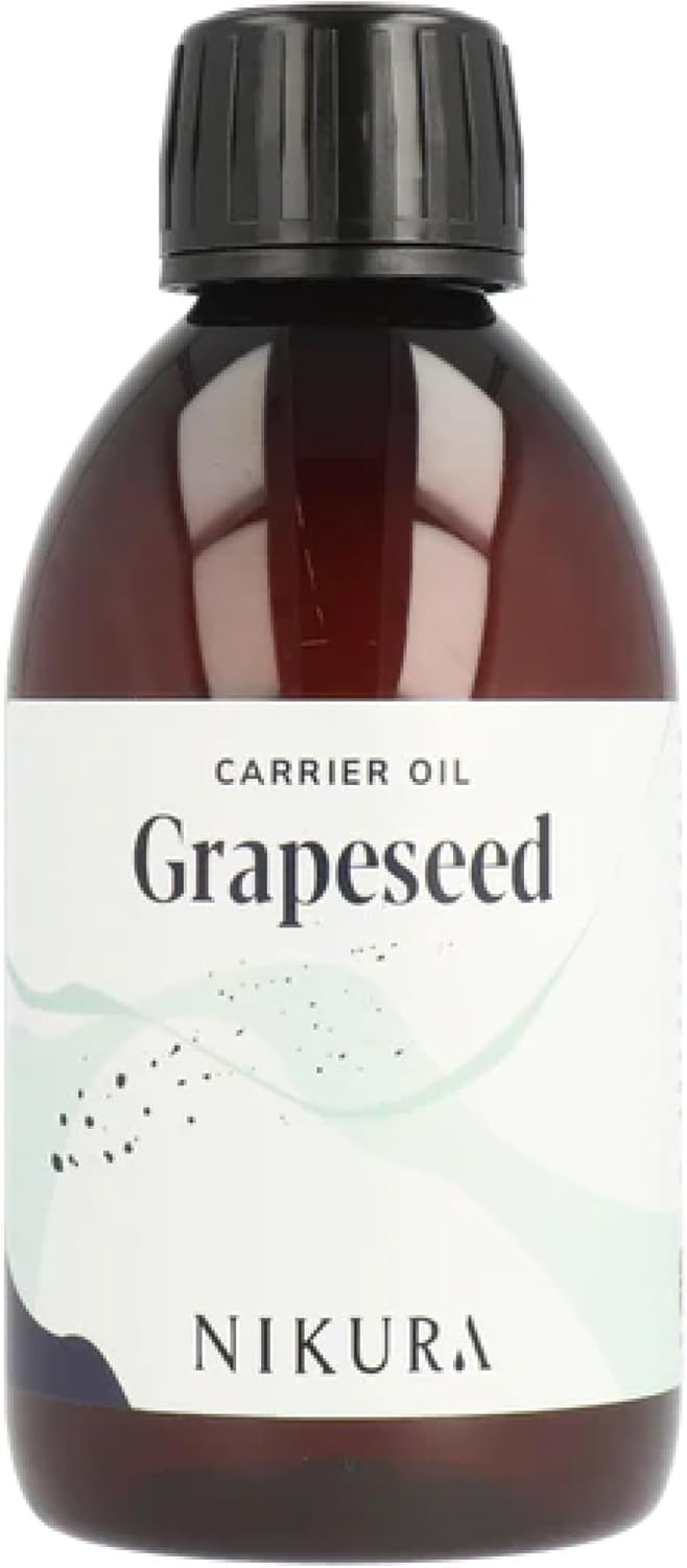 Nikura Grapeseed Oil - 250Ml | For Hair Growth, Skin | Great As A Natural Moisturiser, Face, Body Oil, Scalp | For Essential Oils | Natural, Vegan & Uk | Bpa Free