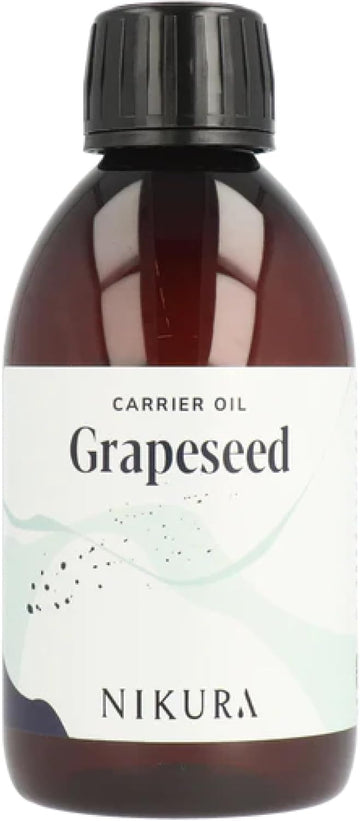 Nikura Grapeseed Oil - 250ml | For Hair Growth, Skin | Great as a Natural Moisturiser, Face, Body Oil, Scalp | For Essential Oils | Natural, Vegan & UK | BPA Free