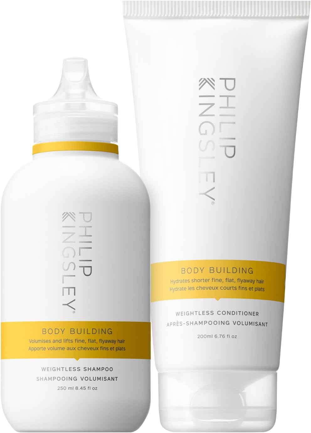 Philip Kingsley | Body-Building Volumising Shampoo And Conditioner Duo Set | Hydrate, Thicken, Volumise Hair | Lifts And Adds Shine | 250Ml And 200Ml
