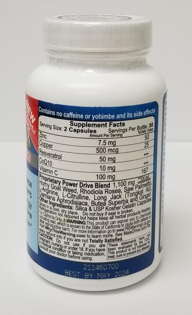 Male Drive: Male Enhancement Formula - Natural Supplement Supports Sexual Readiness and Performance, 60 Supplements, 1 Bottle (10-20 Day Supply)