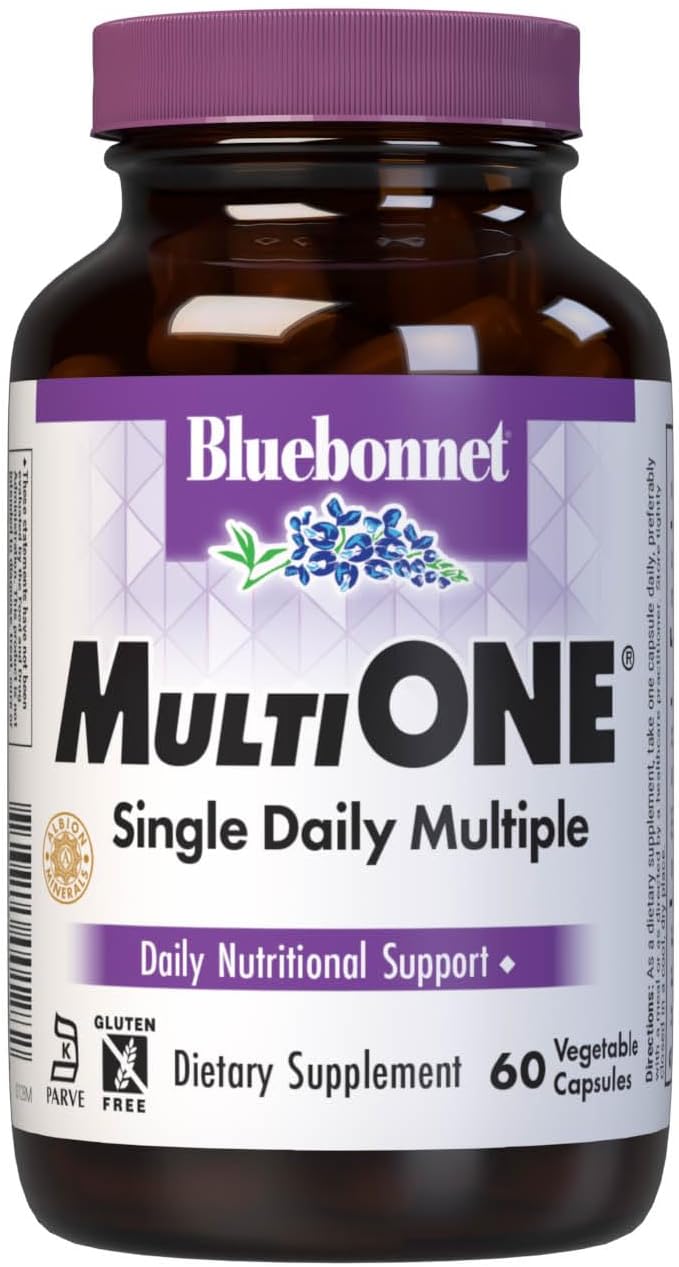 Bluebonnet Nutrition Mult One (With Iron), Daily Nutritional Support*, Vegetarian Friendly, Kosher Certified, Gluten-Free, Dairy-Free, 60 Vegetable Capsules, 60 Servings