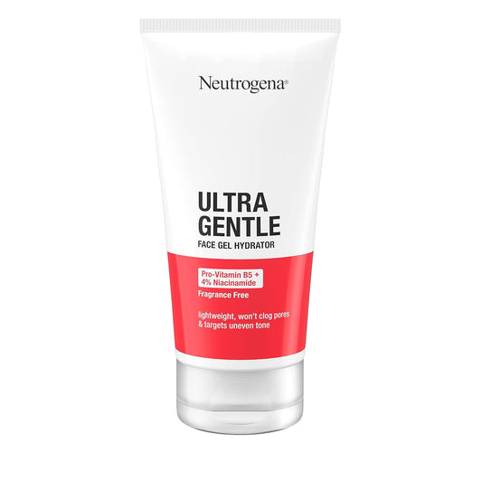 Neutrogena Ultra Gentle Face Gel Hydrator With Pro-Vitamin B5 & 4% Niacinamide Designed For Acne-Prone Skin, Lightweight Gel Cream Targets Uneven Skin Tone, Fragrance-Free, 5.0 Oz