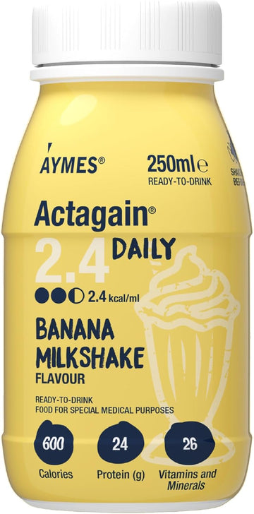 Aymes - Actagain 2.4 Daily - High Energy Nutritional Drink - Strawberry Burst - 12 X 250Ml Bottles - Gluten Free - Suitable For Adults And Children Aged 6+