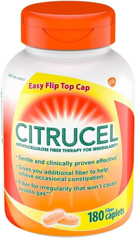 Citrucel Methylcellulose Fiber Therapy For Regularity, Fiber Caplets, 180-Count Bottle