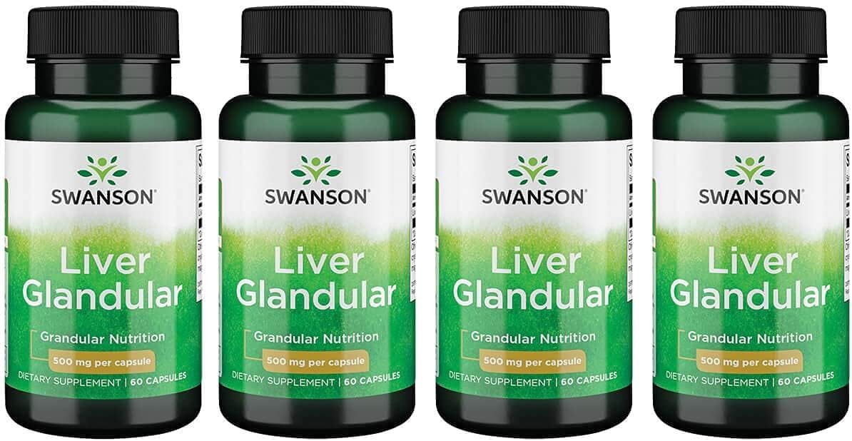 Swanson Liver Glandular 500 Milligrams 60 Capsules (4 Pack)