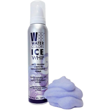 Watercolors Ice Whip Anti-Yellow Leave-In Conditioning Foam Mousse For Blonde, Platinum, Bleached, Silver, Gray, Ash & Brassy Hair - Violet Purple 6.5 Oz (1 Pack)