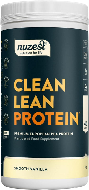 Vegan Protein Powders By Nuzest - Clean Lean Protein - Smooth Vanilla - Plant Based Pea Protein Shake - Low Calorie & Low Carb - Gluten Free - Dairy Free - 1Kg (40 Servings)