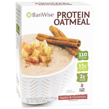 Bariwise Instant Protein Oatmeal, Apples & Cinnamon - Low Fat & Gluten Free (7Ct)