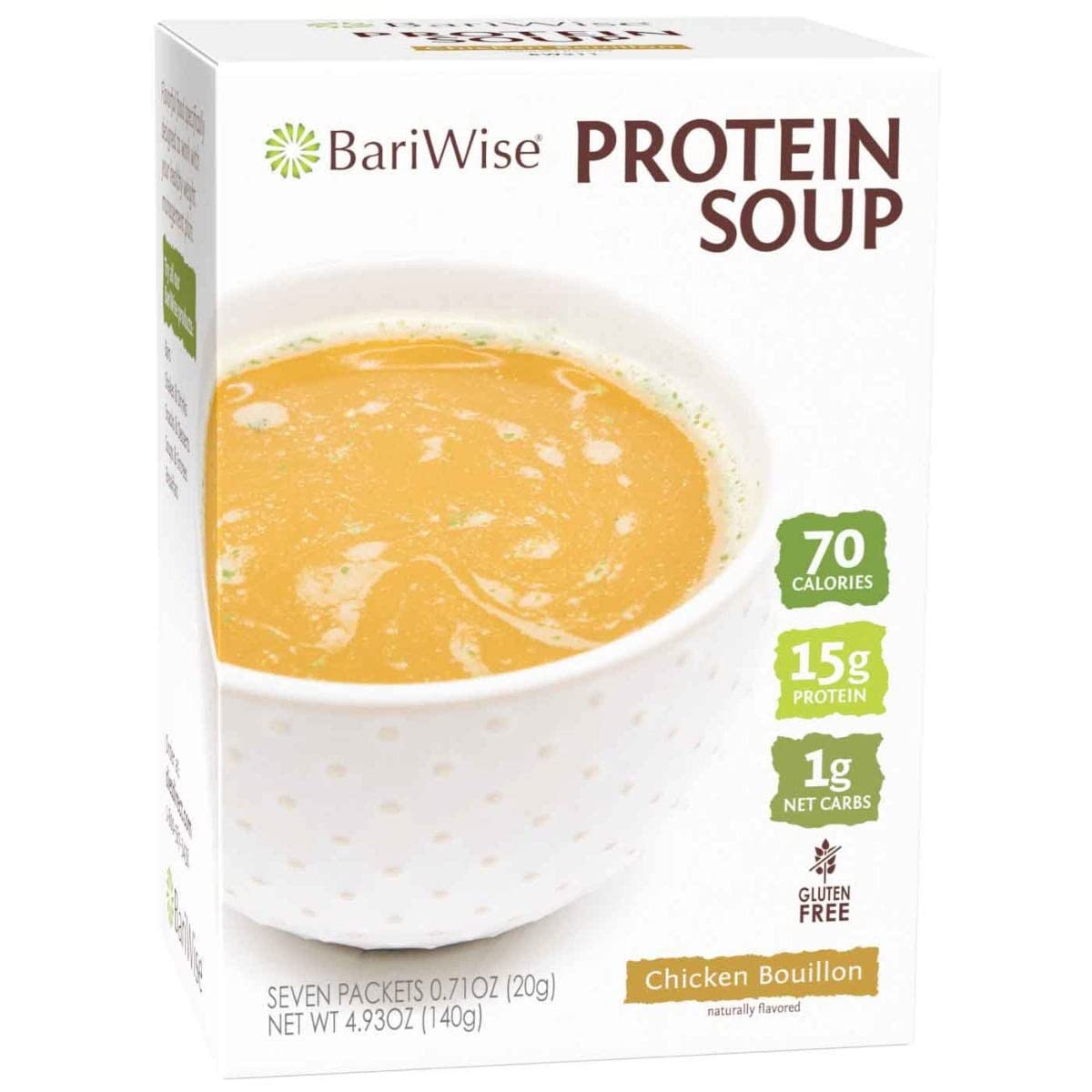 Bariwise Protein Soup Mix, Chicken Bouillon, Gluten Free, Low Carb & Keto Friendly (7Ct)