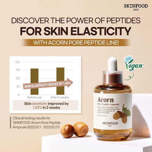 SKINFOOD Acorn Pore Peptide Ampoule 55ml (1.86 fl.oz) - Vegan Intensive Pore Firming Ampoule with Peptide Elasticity Care, Instantly Tight Enlarged Pore, Non-irritated Hydration Boosting