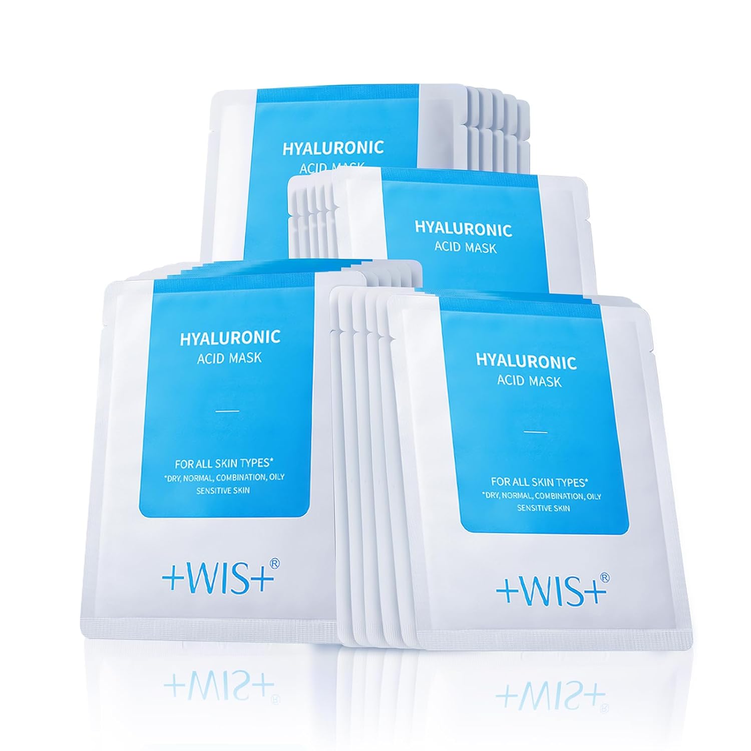 +Wis+ Hyaluronic Acid Face Mask 24 Ea With Hyaluronic Acid Serum And Vitamin B5, Hydrating Facial Mask For Dry Skin, Anti-Aging Mask To Plump And Repair Dehydrated Skin, Safe On Sensitive Skin