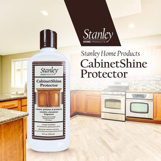 STANLEY HOME PRODUCTS CabinetShine Protector - Furniture Cleaner and Polish - Removes Dust Dirt and Grime Restores and Renews Protects Wood Finish Cinnamon Scent Suitable for Home and Commercial Use