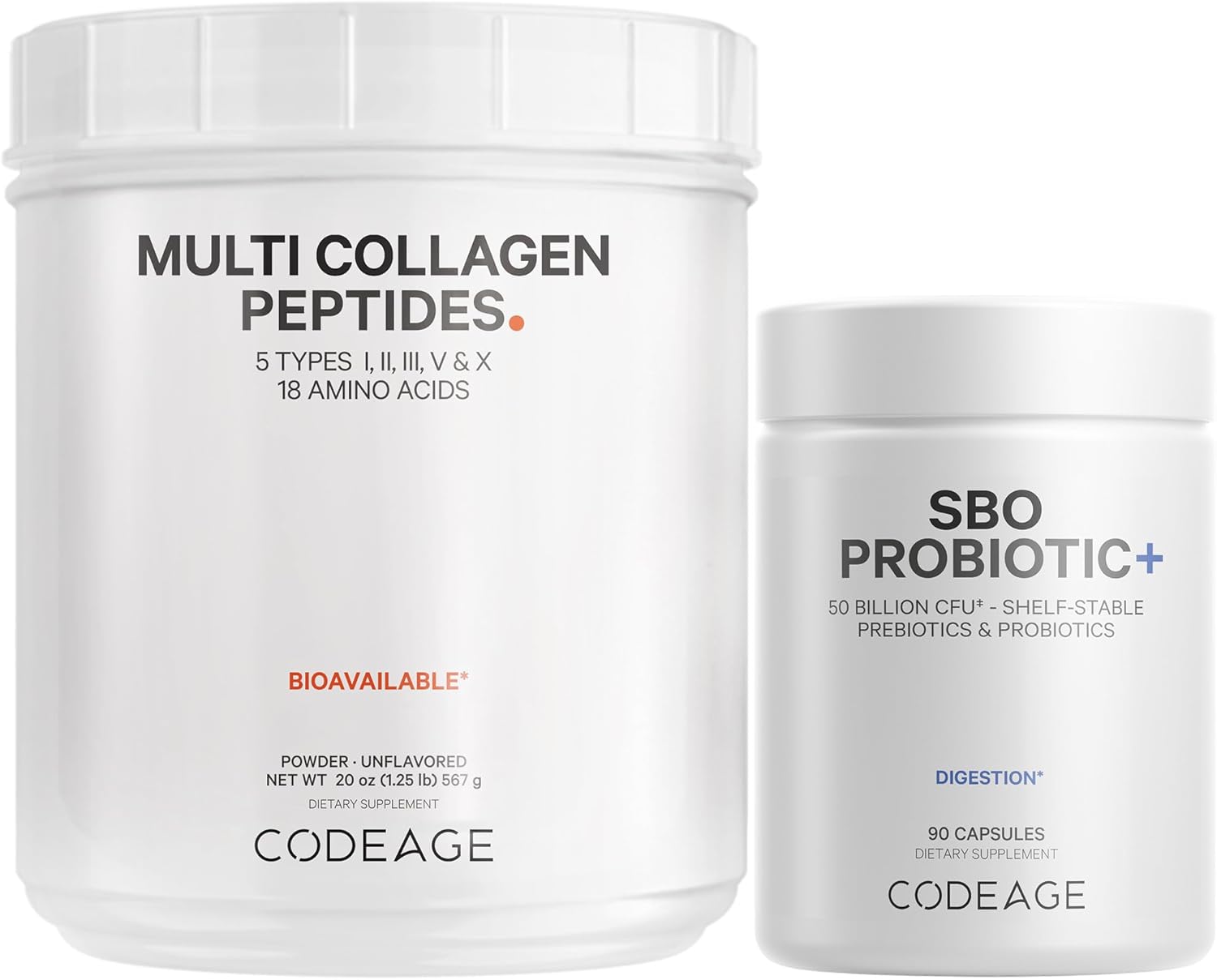 Codeage - Multi Collagen Protein + Sbo Probiotics 50 Billion Cfu Bundle