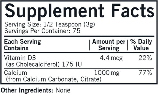 Kirkman - Calcium With Vitamin D3 Powder - 8 Oz - Essential Minerals - Helps Maintain Strong Bones - Unflavored