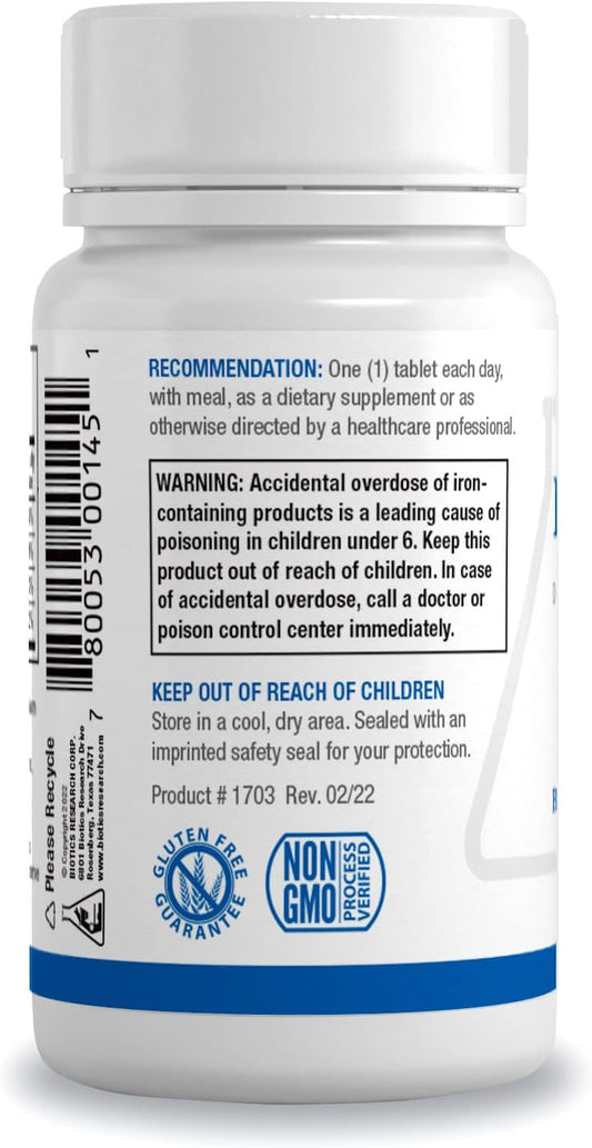 Biotics Research Fe-Zyme 25 Milligram Iron, Added Zinc And Copper, Supports Normal Red Blood Cell Production, Healthy Energy Levels 100 Tablets