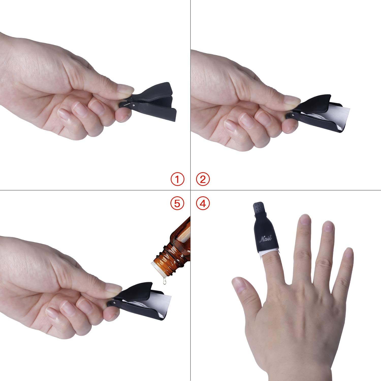 Gospire 10 Pcs Plastic Nail Clip Nail Art Gel Polish Remover Soak Off Cleaner Cap Clip (black) : Beauty & Personal Care