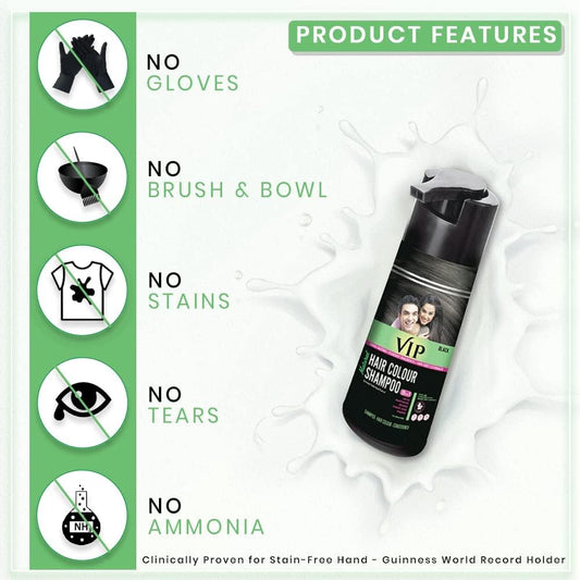 Vip 3 In 1 Hair Color Shampoo (180 Ml)