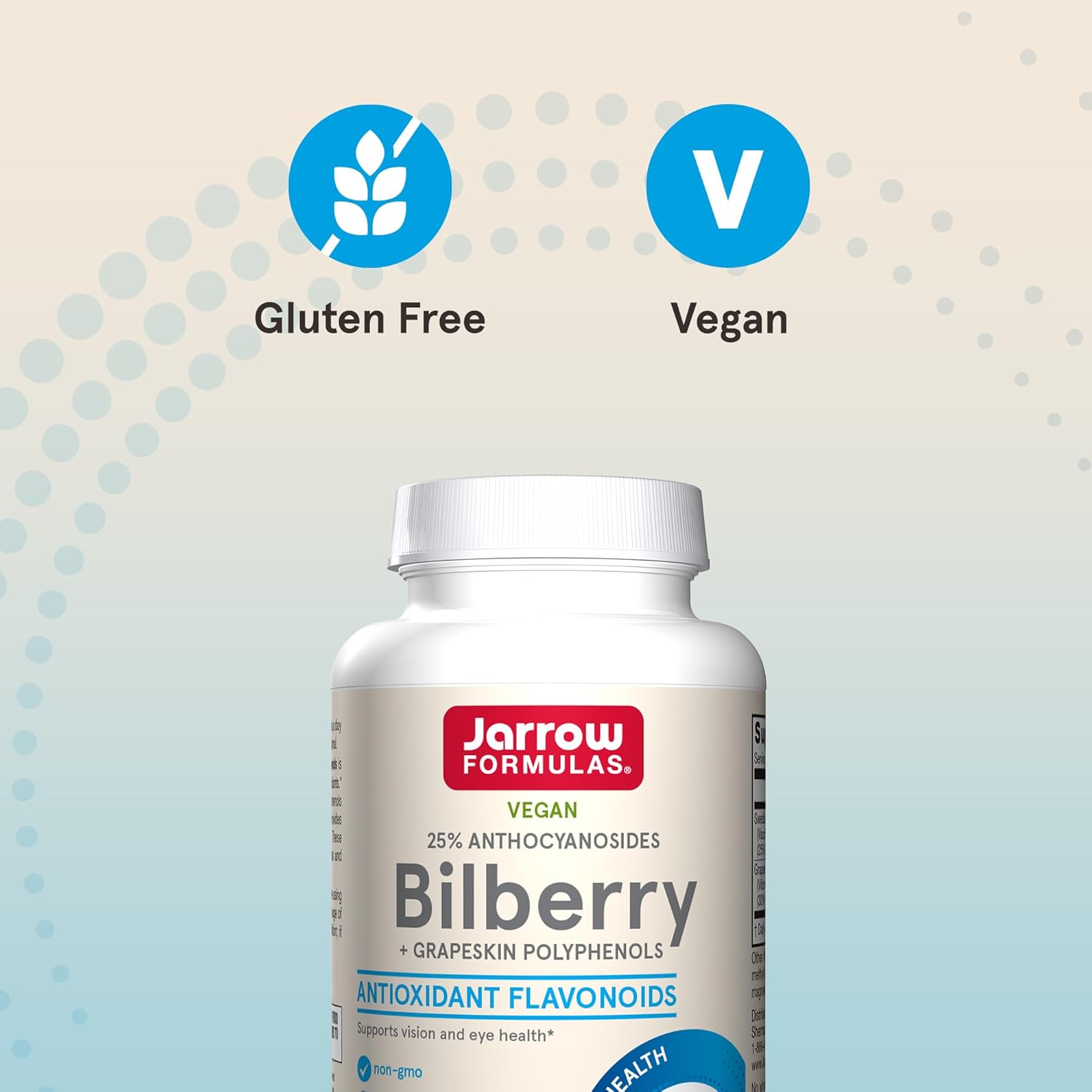 Jarrow Formulas Bilberry + Grapeskin Polyphenols, Vision and Eye Health, 60 Veggie Capsules, Up to a 30 Day Supply : Health & Household