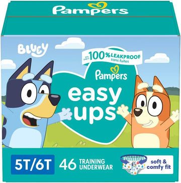 Pampers Easy Ups Boys & Girls Bluey Potty Training Pants - Size 5T-6T, 46 Count, Training Underwear (Packaging May Vary)