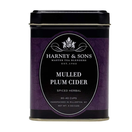 Harney And Sons Mulled Plum Cider, 4Oz Loose Leaf Herbal Tea With Cinnamon, Rooibos, Apple Pieces, And Plum, Dark Red, Pp-Grce8634