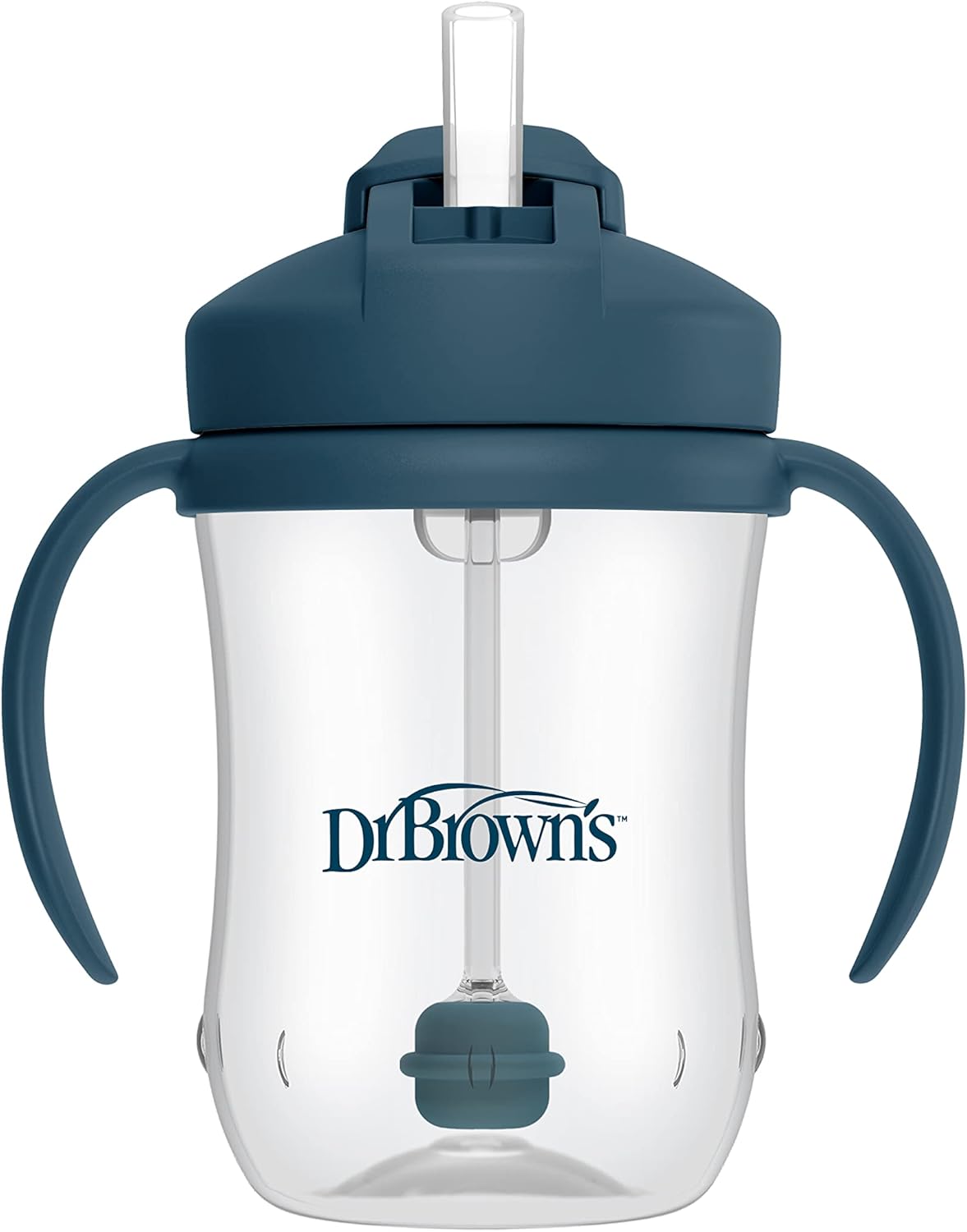 Dr. Brown’S Milestones Baby’S First Straw Cup, Training Cup With Weighted Straw, Dark Blue, 6M+