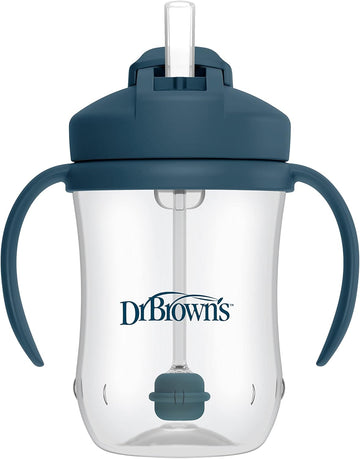 Dr. Brown’S Milestones Baby’S First Straw Cup, Training Cup With Weighted Straw, Dark Blue, 6M+