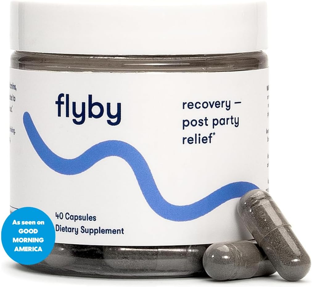 Flyby Recovery Supplement - All The Hang, Without The Over!™ - With Milk Thistle, Vitamin C, Activated Charcoal, And Apple Cider Vinegar - Pre & Post Drinking Formula (40 Count)