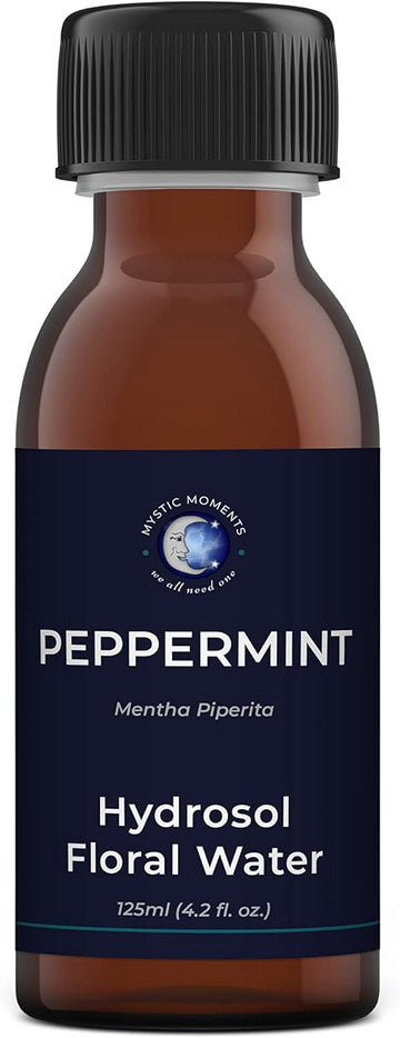 Mystic Moments | Peppermint Natural Hydrosol Floral Water 125ml | Perfect for Skin, Face, Body & Homemade Beauty Products Vegan GMO Free