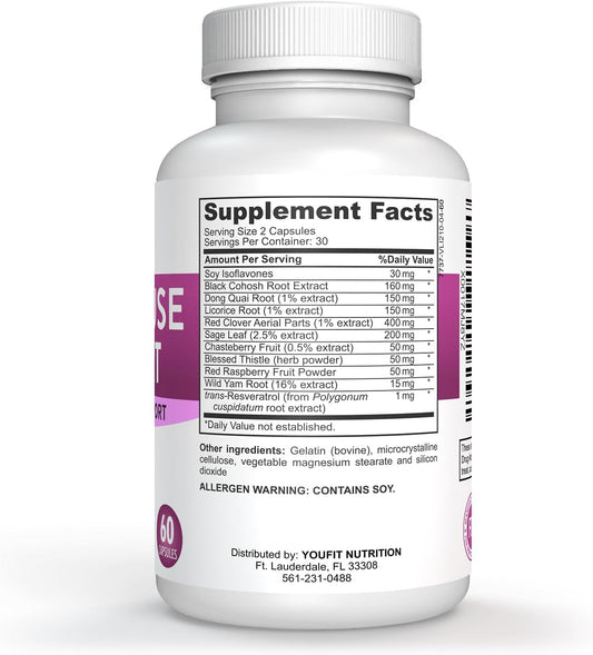 Menopause Relief Capsules For Women - Natural Menopause Supplements For Women - Complete Day And Night Menopause Support - Reduces Hot Flashes, Stress, Night Sweats - 30 Servings