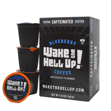 Wake The Hell Up! Ultra-Caffeinated Blueberry Flavored Single Serve Coffee, 12 Pods, 2.0 Compatible